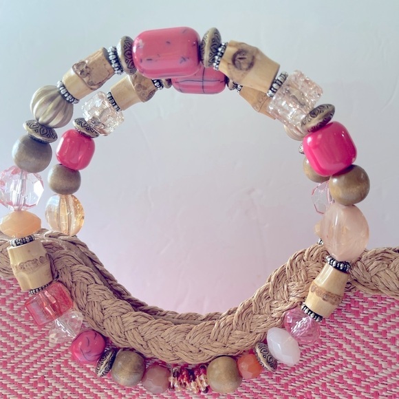 Cappelli Straworld Handbag Coral Jeweled Handles Summer Handbag - Picture 11 of 11